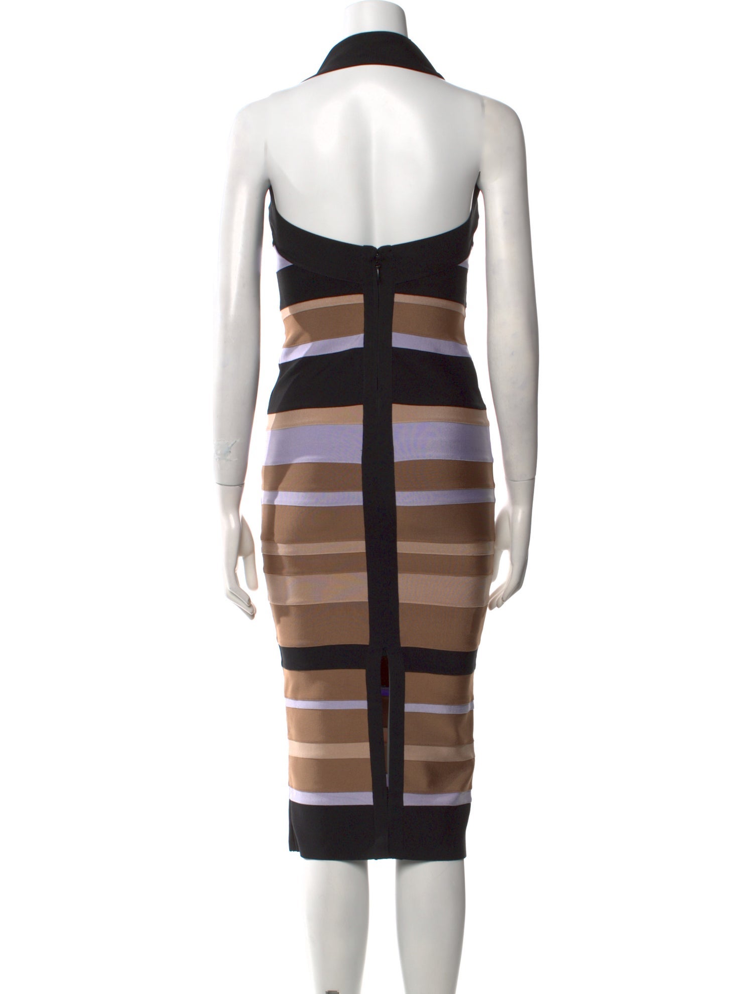 Herve Leger x Law Roach Striped Midi Length Dress